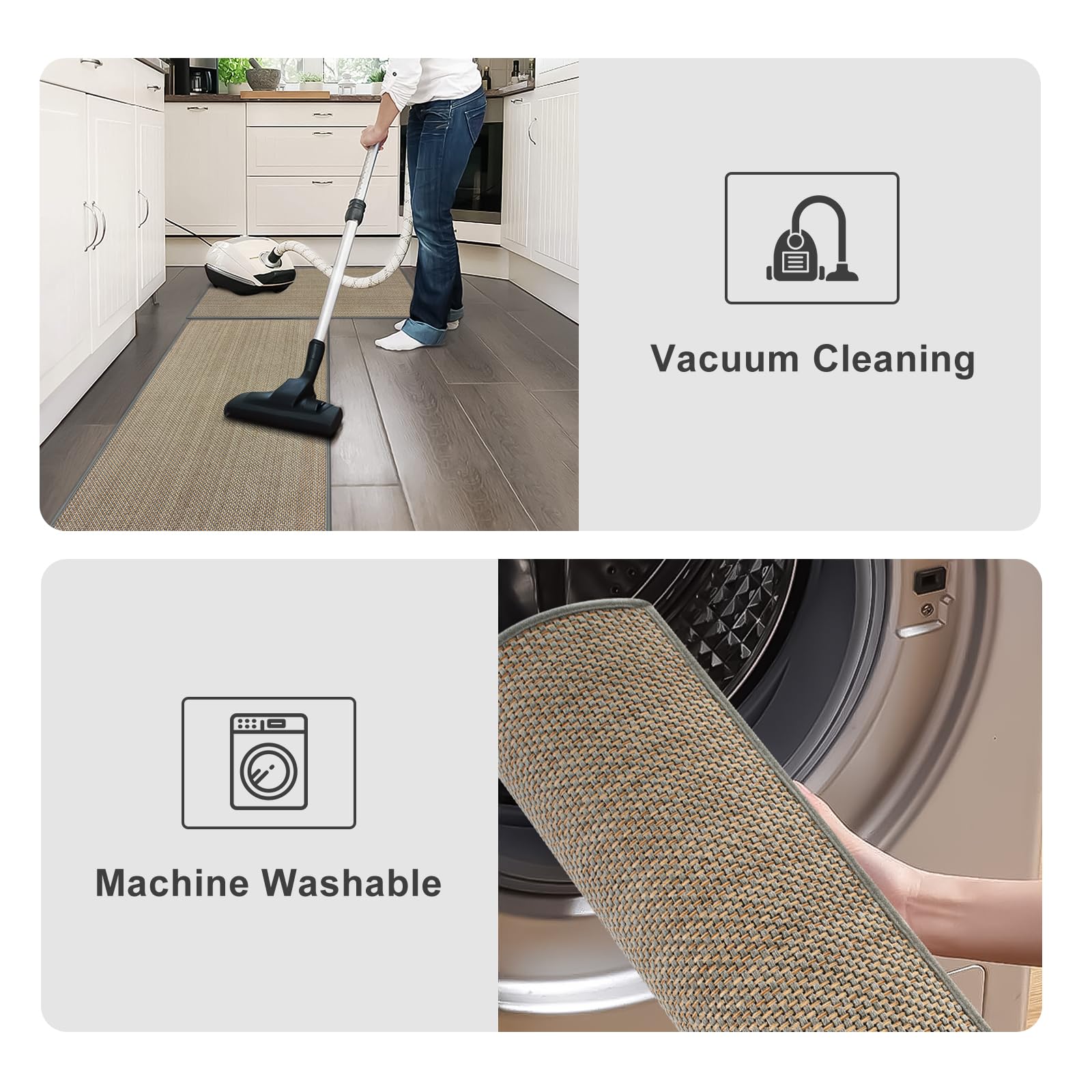 Kimode Washable Kitchen Rugs, Non Slip Farmhouse Kitchen Rugs 20''X32'', Absorbent Gray Kitchen Mats For Floor, Woven Kitchen Fl